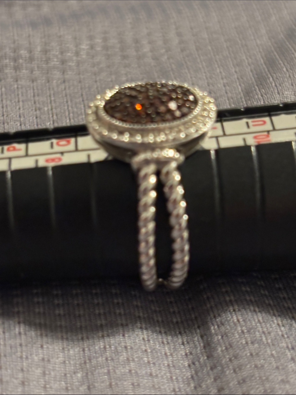 Affinity JS Sterling Silver Cognac Diamond Pave Cable Ring Size 9 - Picture 2 of 4